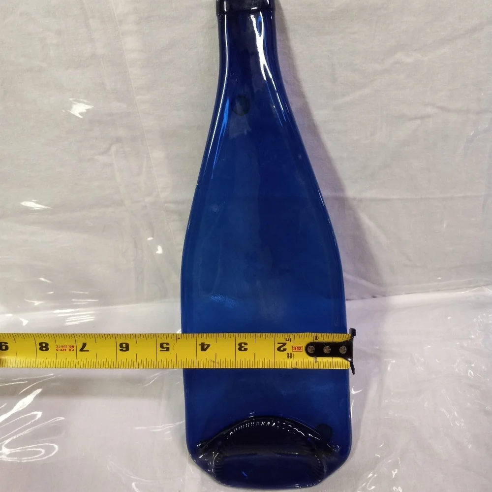 Cobalt Blue Serving Tray Glass Slump Wine Bottle Sapphire Blue